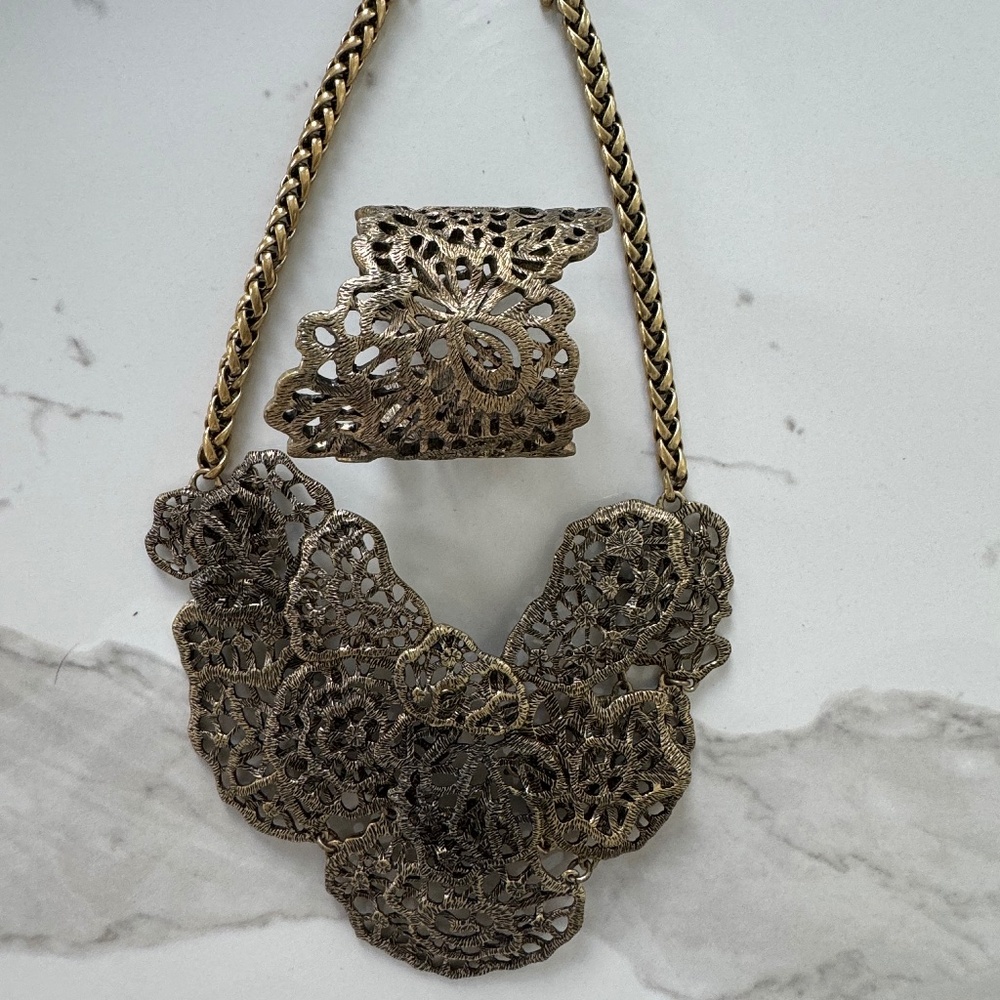 Ann Taylor Lattice Necklace and Cuff Set